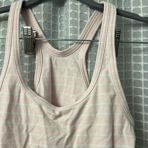 Pink and white striped Lululemon tank